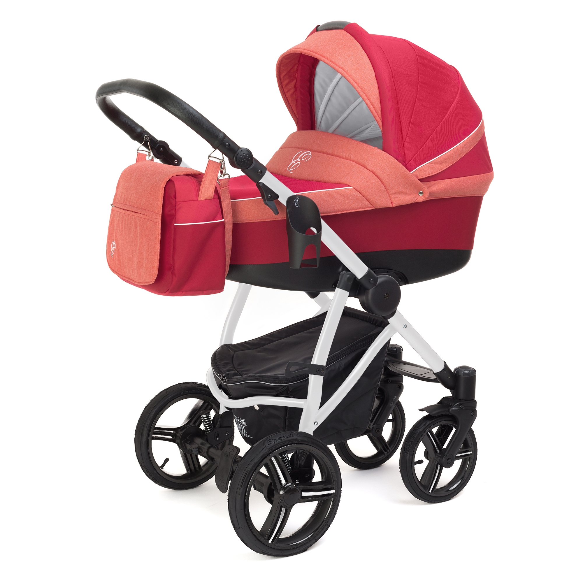 Коляска для новорожденных Esspero Grand Newborn Lux (шасси White) Red Sunset