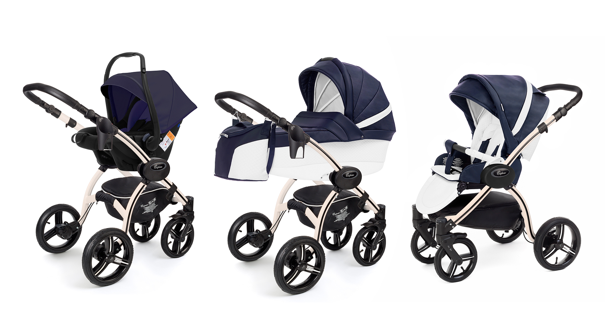Коляска 3 в 1 Esspero Grand I-Nova (шасси Beige) Nappa Navy