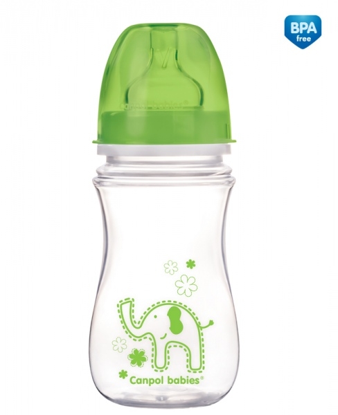Бутылочка Canpol EasyStart Animals шир. горл., антикол., PP, 3+, 240 мл, арт. 35/206 зеленый