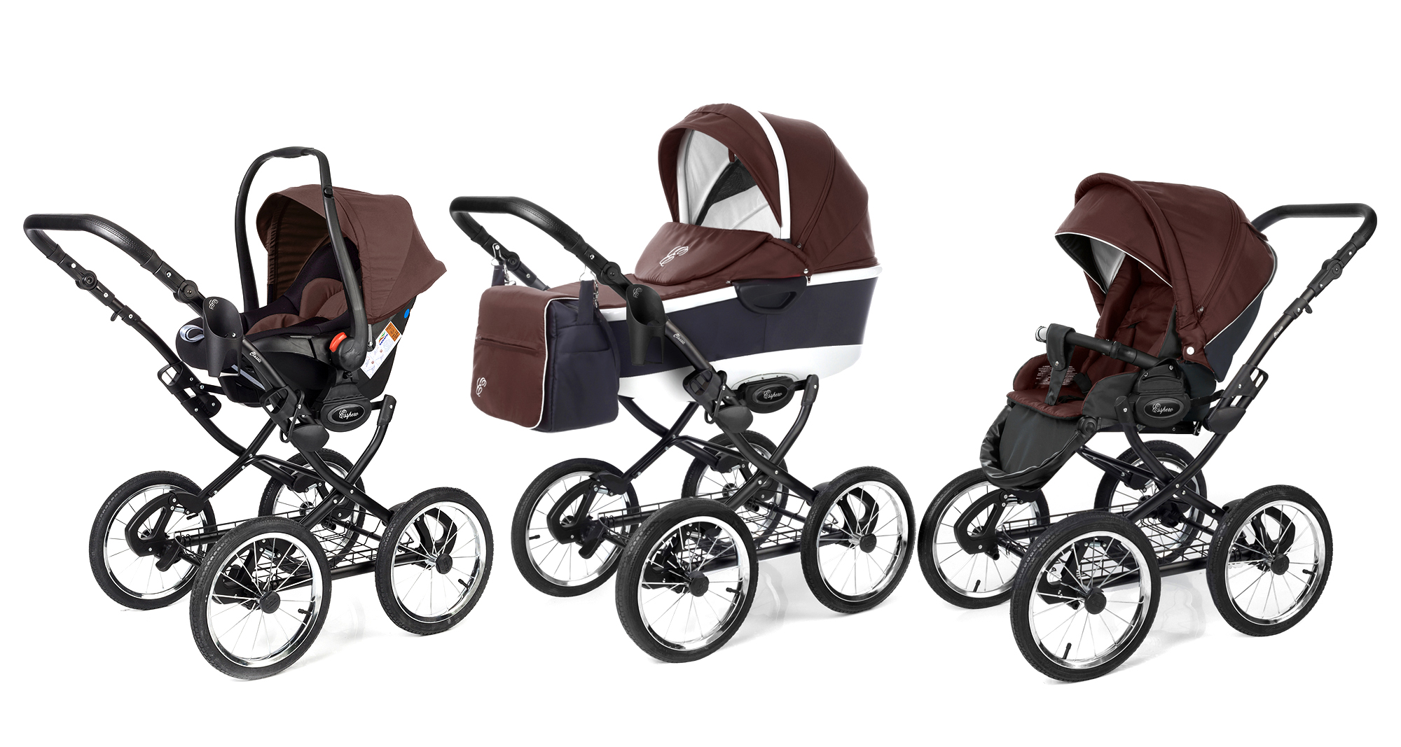 Коляска 3 в 1 Esspero Classic Alu (шасси Black) Brown