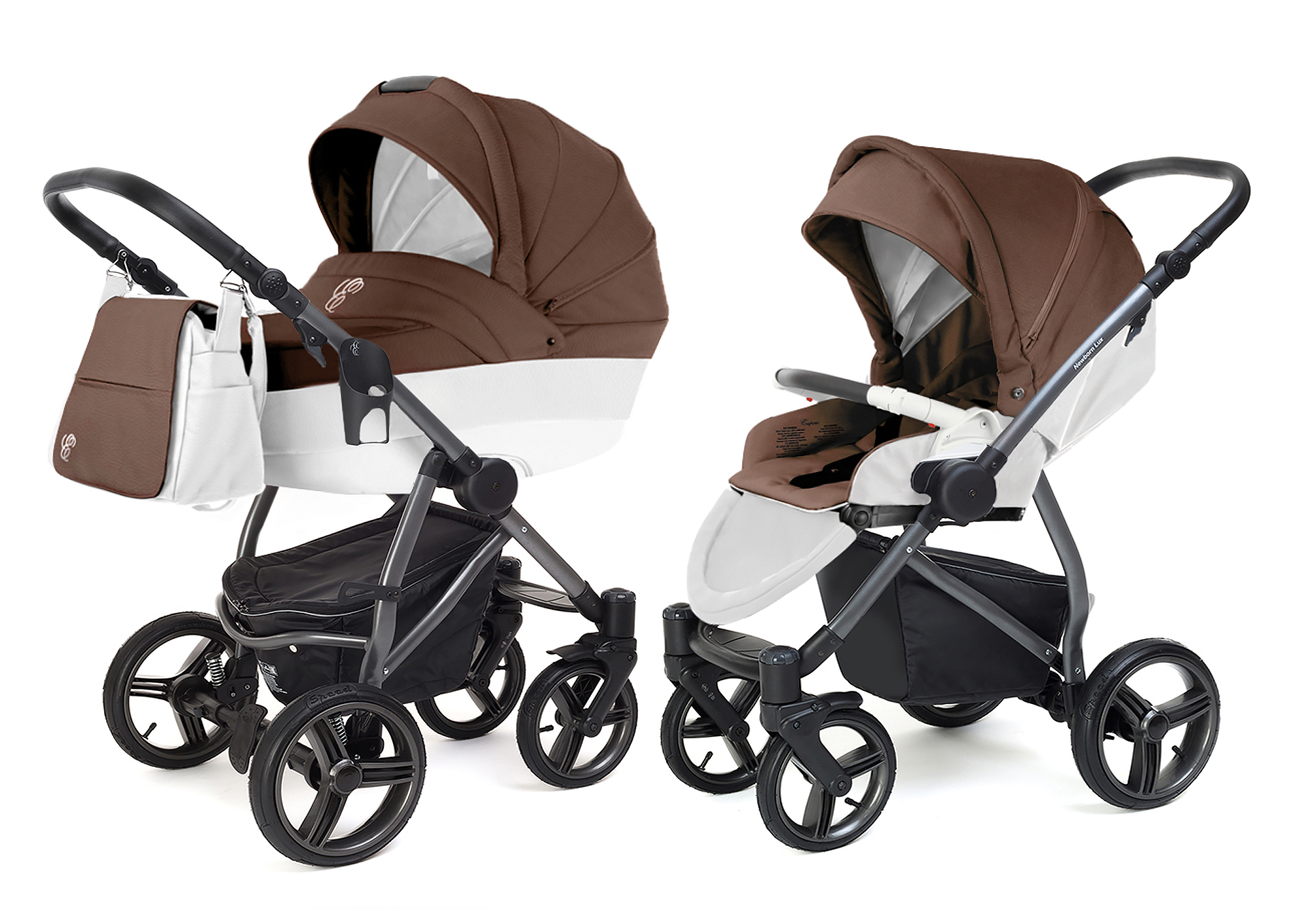 Коляска 2 в 1 Esspero Grand Newborn Lux (шасси Graphite) Cacao leatherette