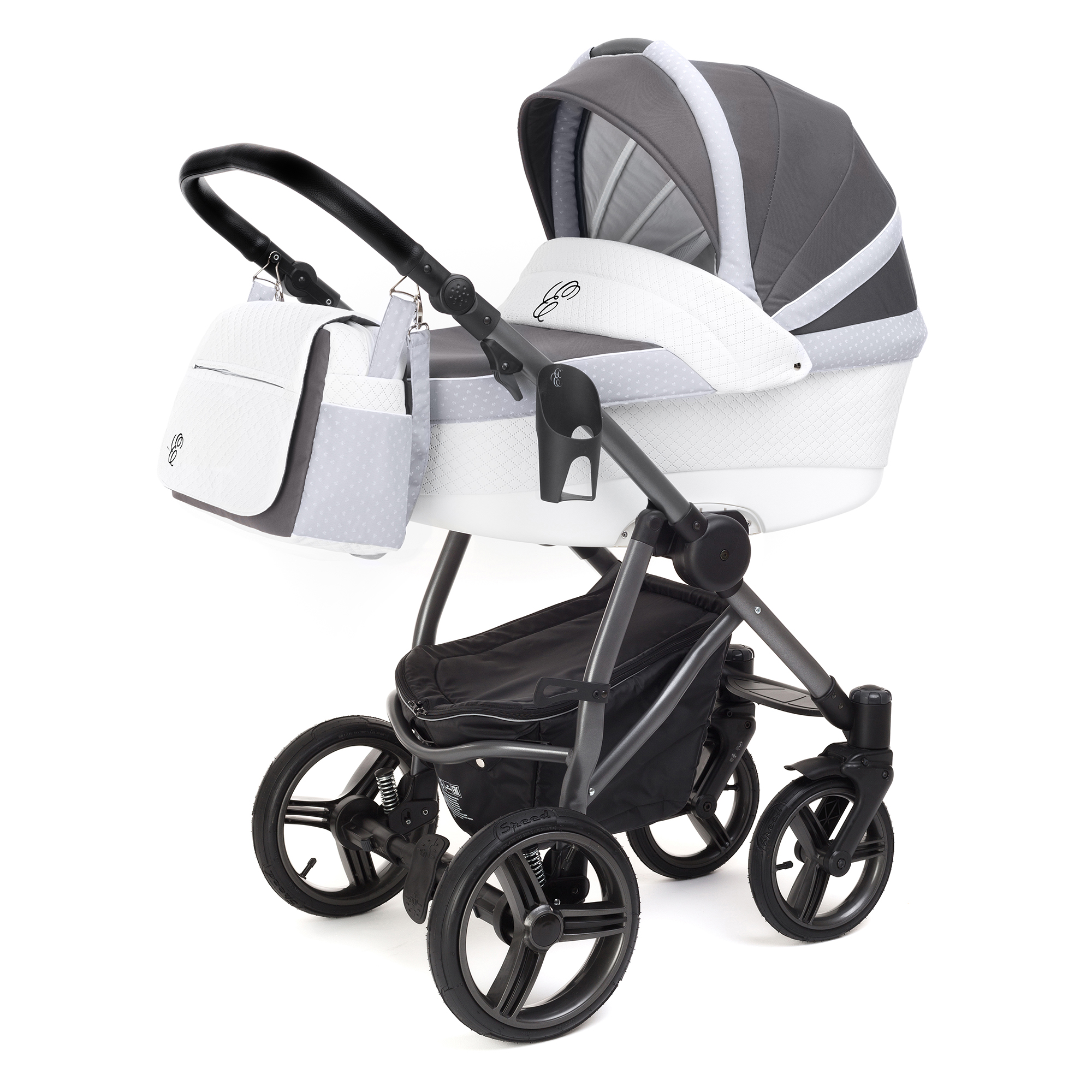 Коляска для новорожденных Esspero Grand Newborn Lux (шасси Graphite) Royal Silver