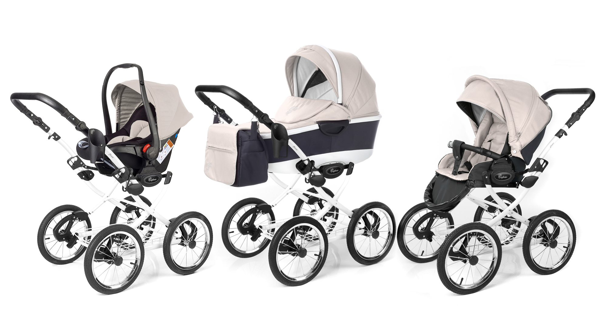 Коляска 3 в 1 Esspero Classic Alu (шасси White) Beige