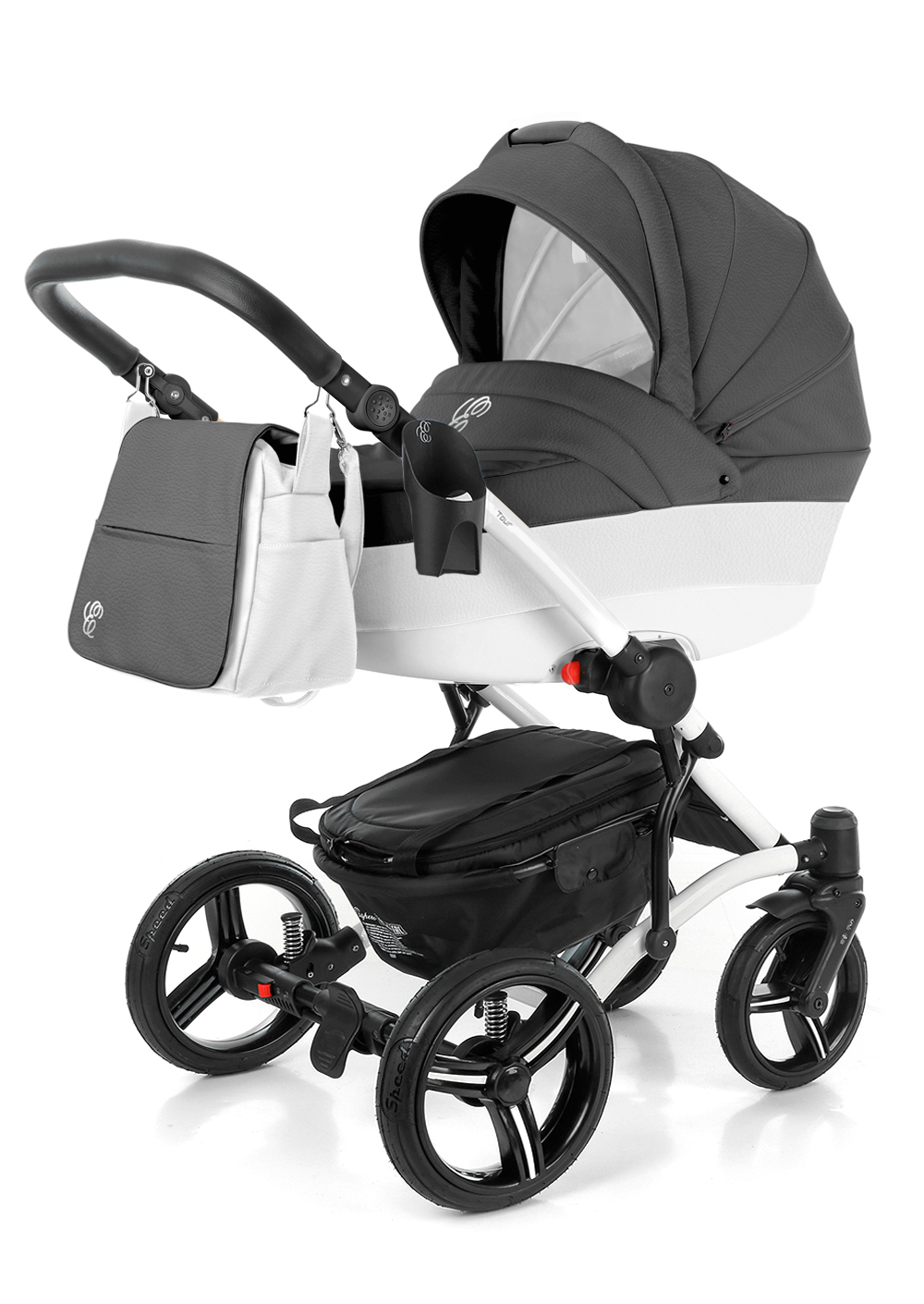 Коляска для новорожденных Esspero Tour Leatherette (шасси White) Grafite leatherette