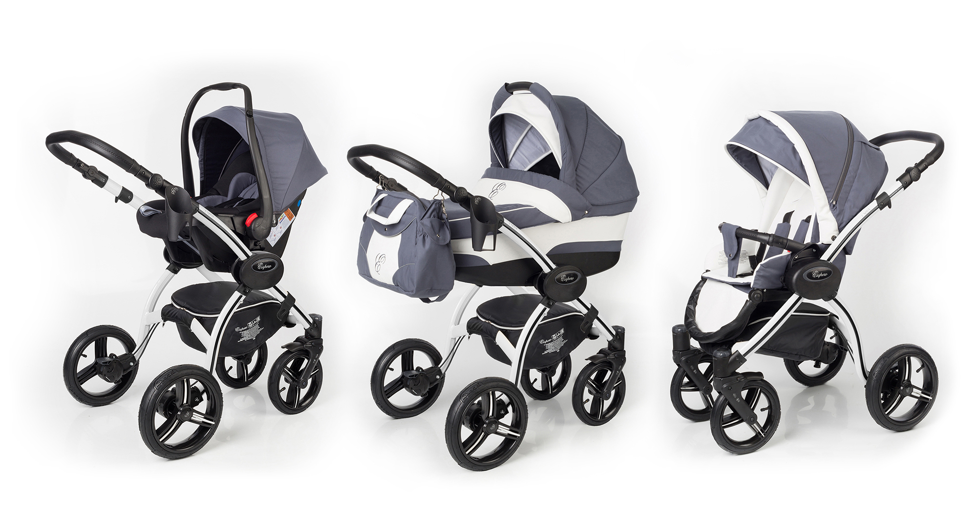 Коляска 3 в 1 Esspero I-Nova (шасси White) Grey Lux