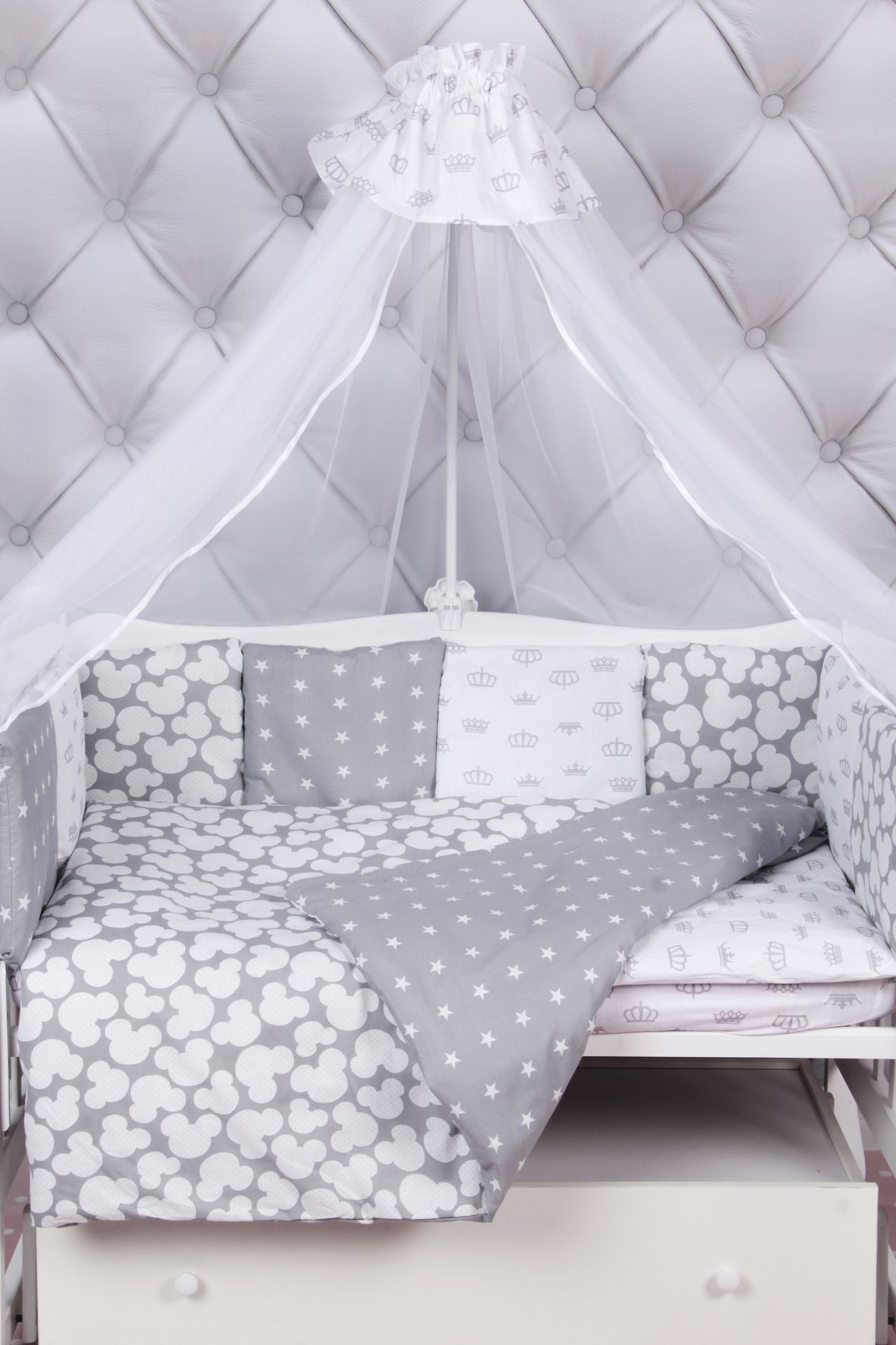 Комплект в кроватку 15 предметов AmaroBaby Silver