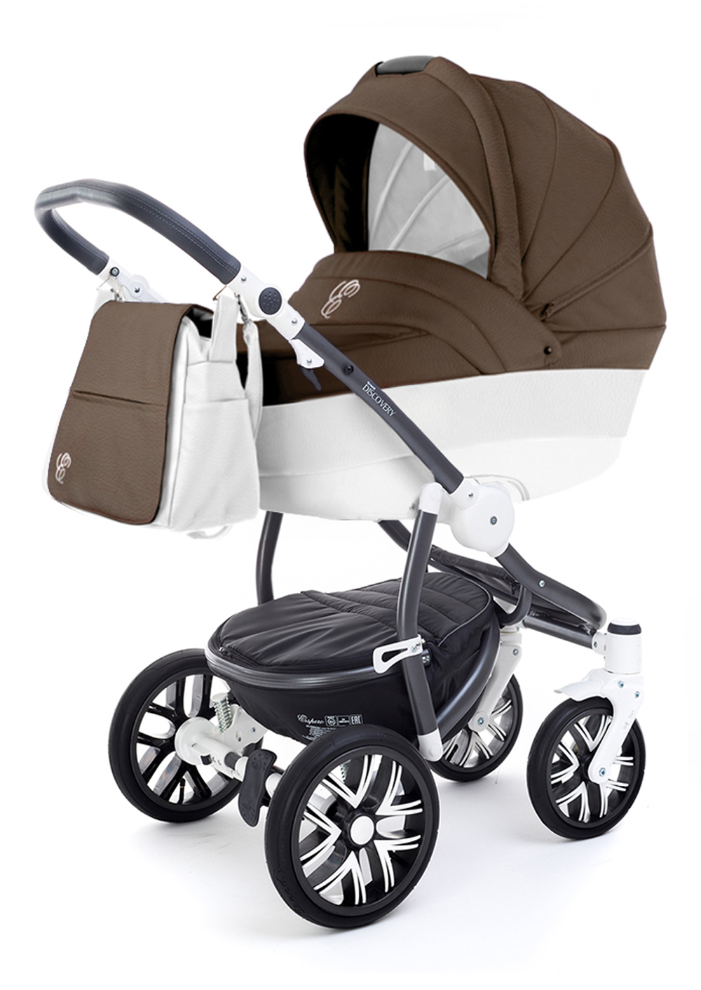 Коляска для новорожденных Esspero Grand Discovery (шасси Graphite White) Cacao leatherette