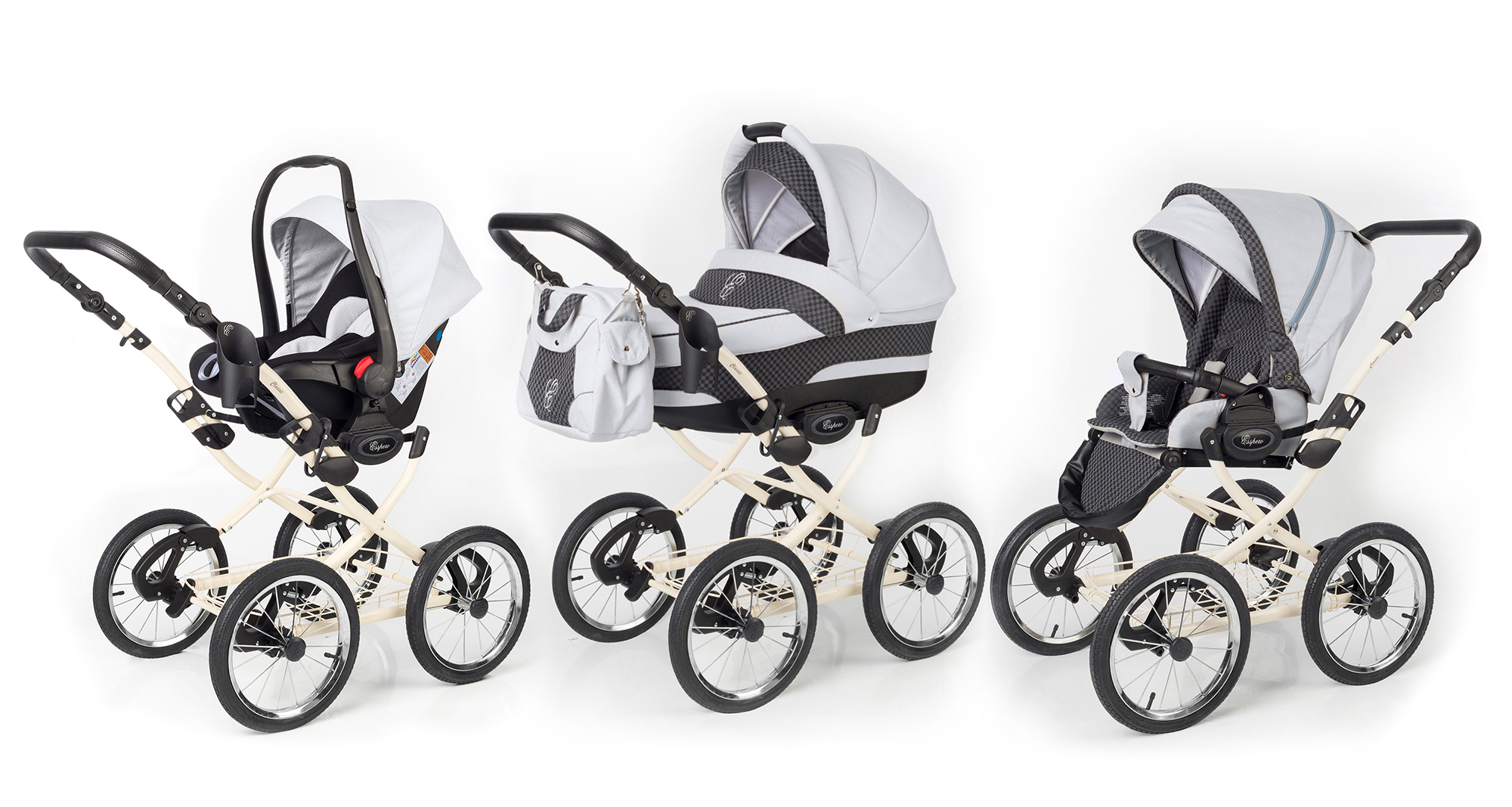 Коляска 3 в 1 Esspero Classic (шасси Beige) Grey Carbon