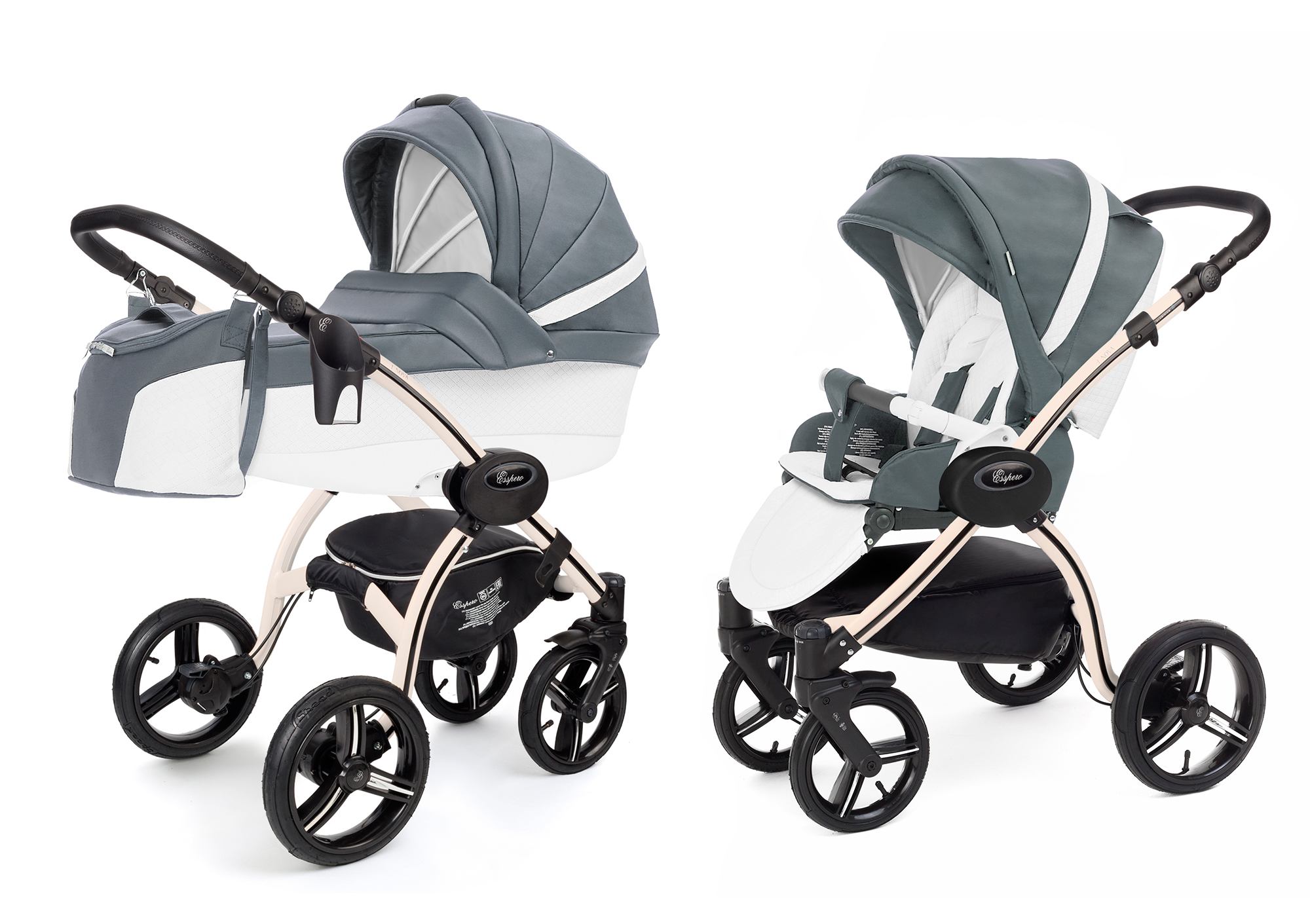Коляска 2 в 1 Esspero Grand I-Nova (шасси Beige) Nappa Blue Grey