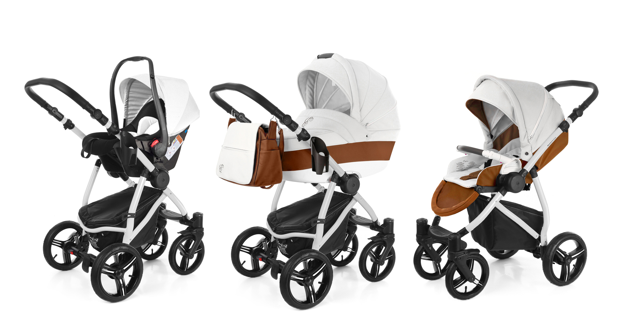 Коляска 3 в 1 Esspero Grand Newborn Lux (шасси Grey) Orange leatherette