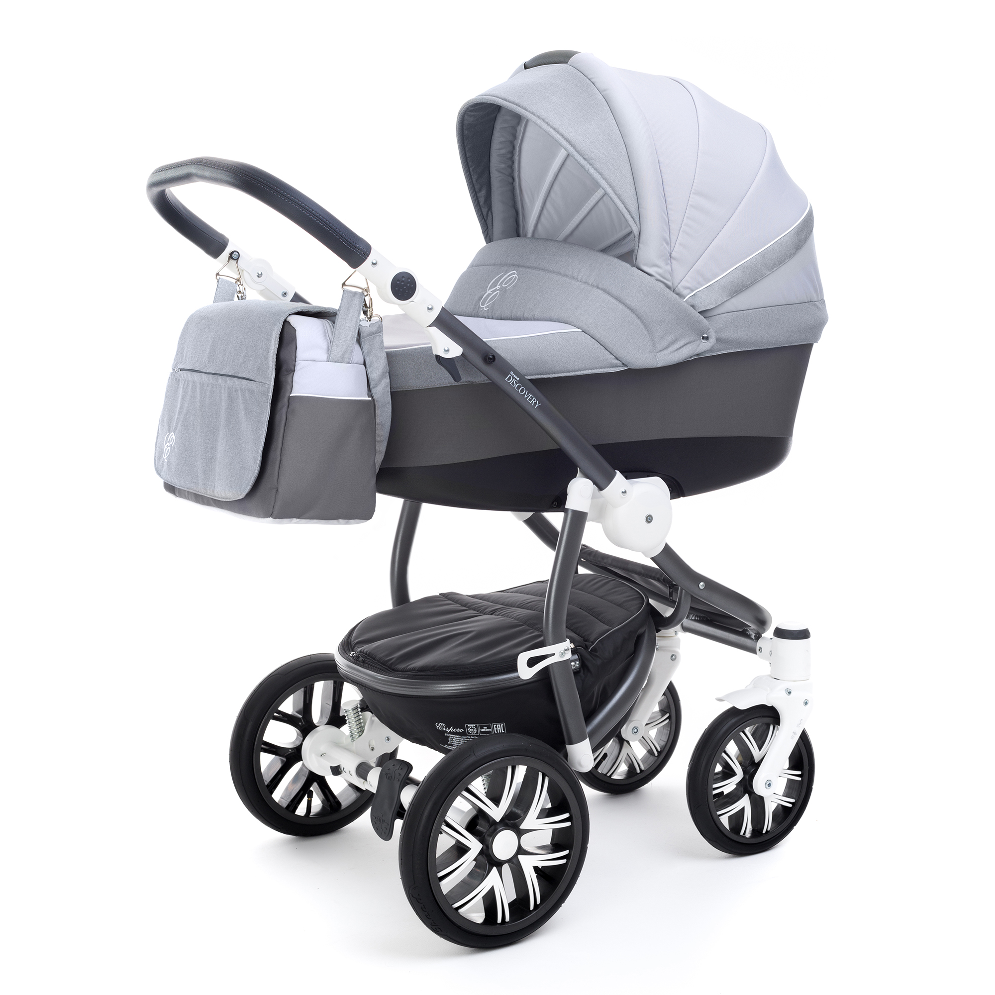 Коляска для новорожденных Esspero Grand Discovery (шасси Graphite White) Grey Stone
