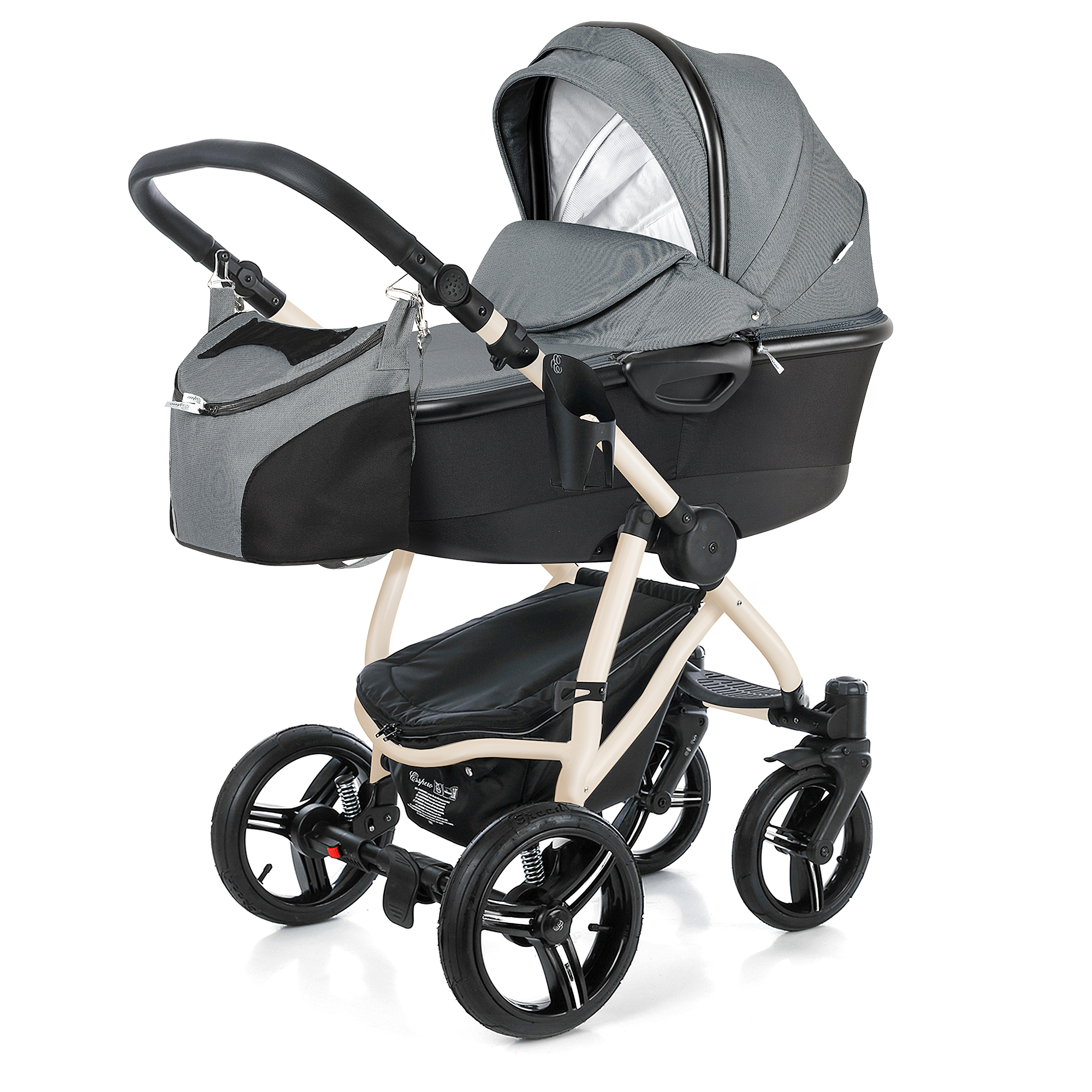 Коляска для новорожденных Esspero Newborn Lux Alu (шасси Beige) Asphalt