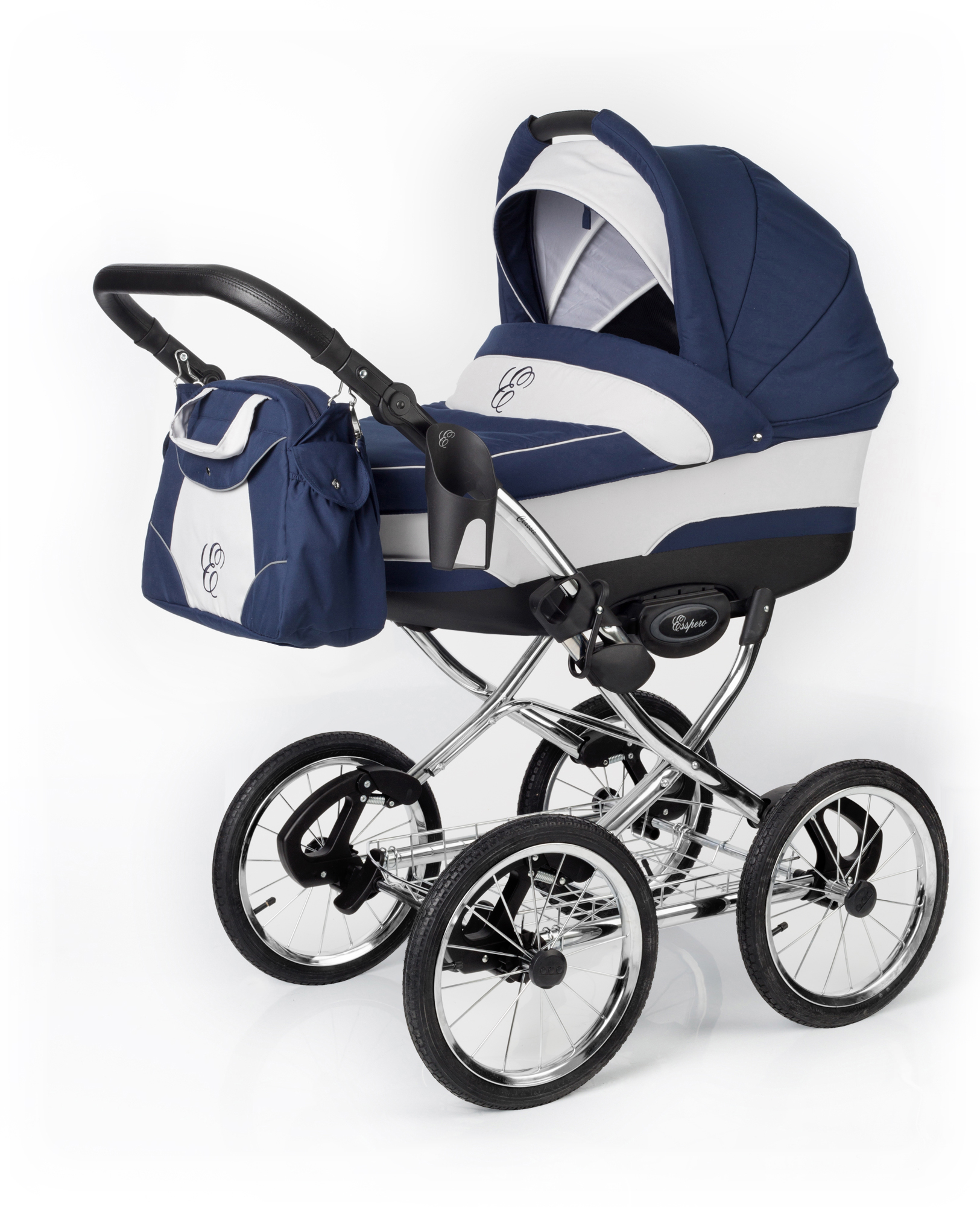 Коляска для новорожденных Esspero Classic (шасси Chrome) Navy Grey