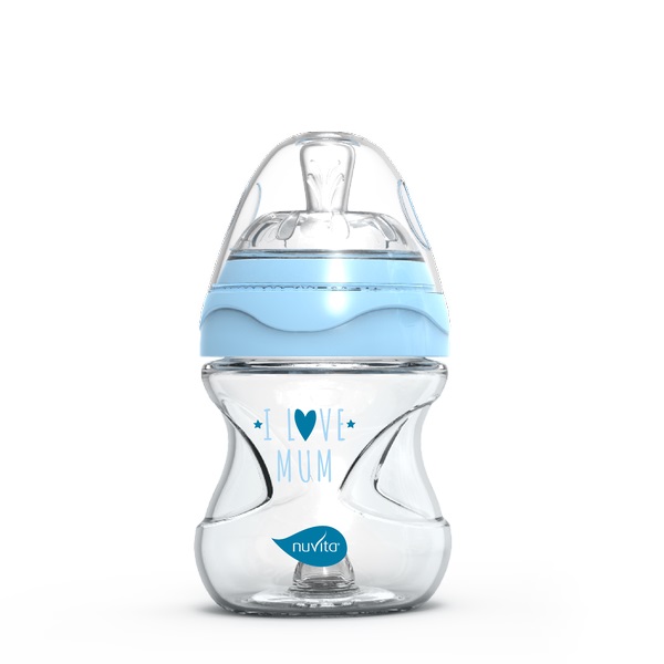 Антиколиковая бутылочка Nuvita 6013 Glass Collection 140мл, стекло голубой