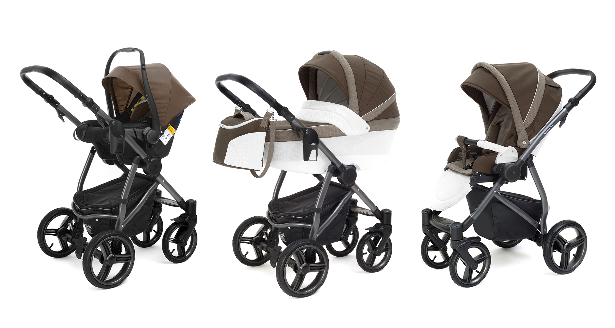 Коляска 3 в 1 Esspero Grand Newborn Lux (шасси Graphite) Royal Brown
