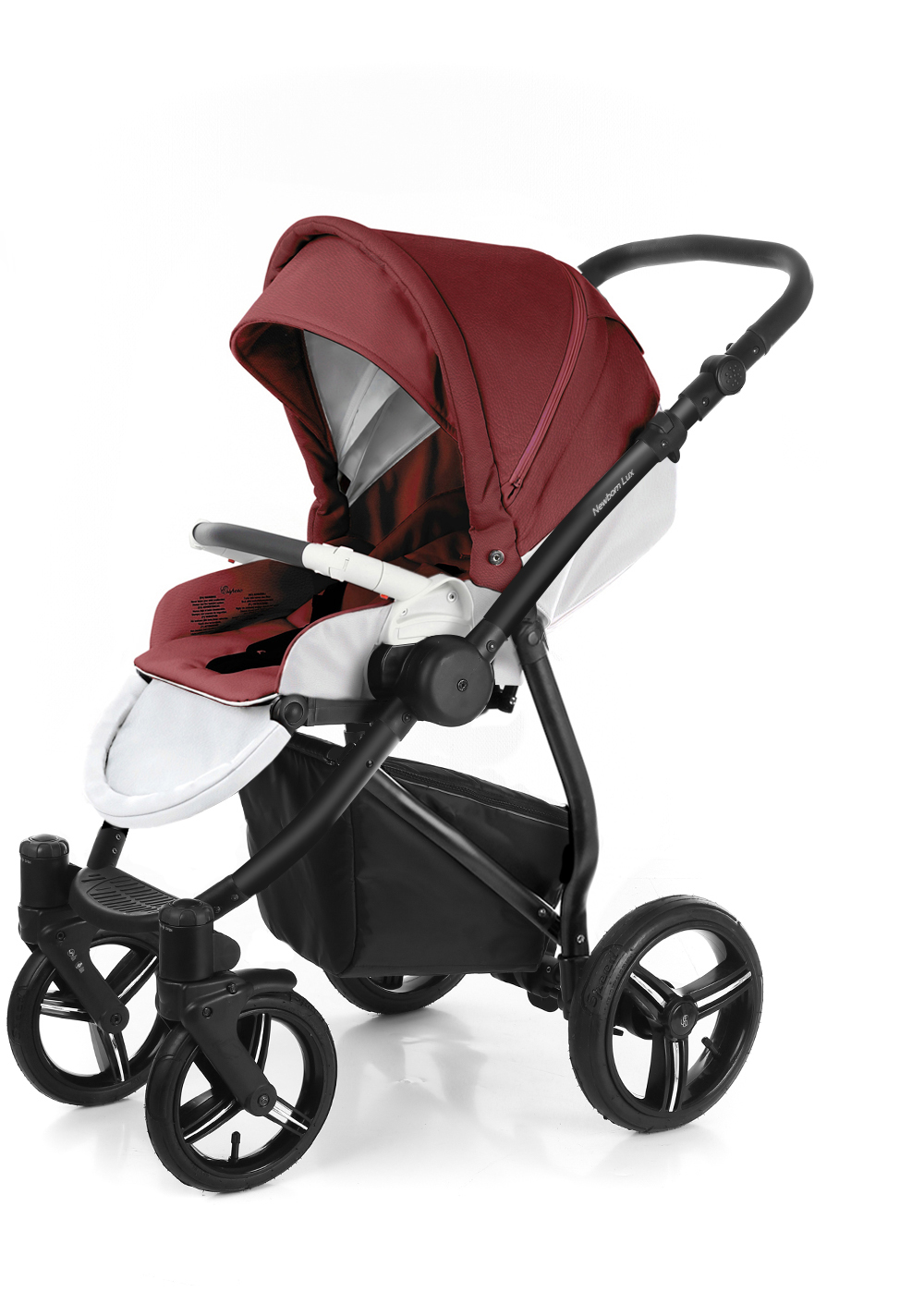 Прогулочная коляска Esspero Grand Newborn Lux (шасси Black) Cherry leatherette