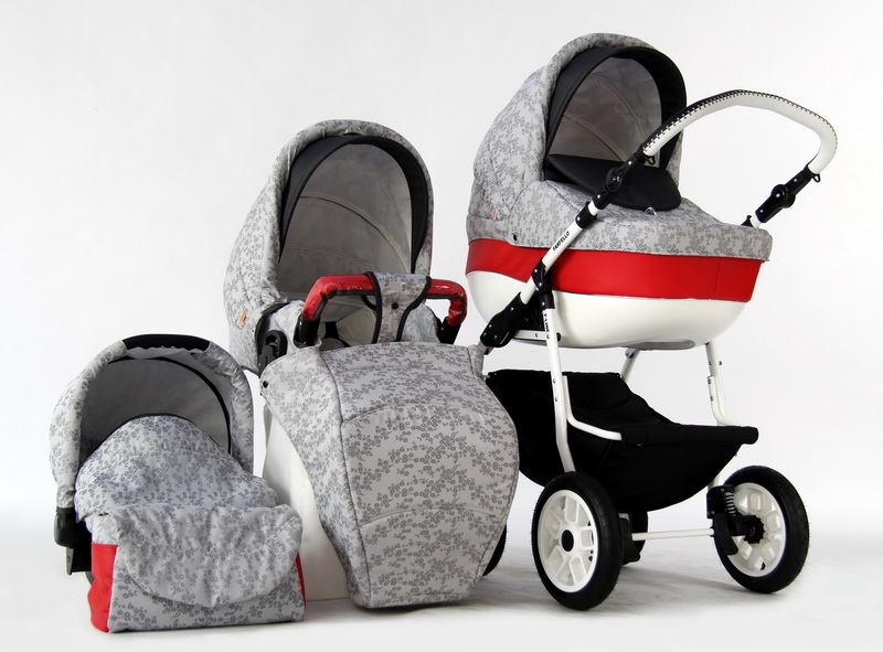 Коляска 3 в 1 Farfello Fortuna F-line FL3 светло-серый цветы