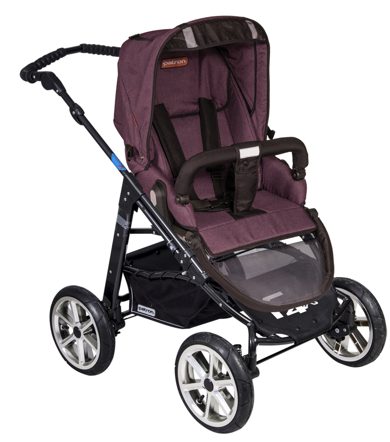 Коляска 2 в 1 Patron Fenix 4XC-B (черная рама) tweed bordeaux 664