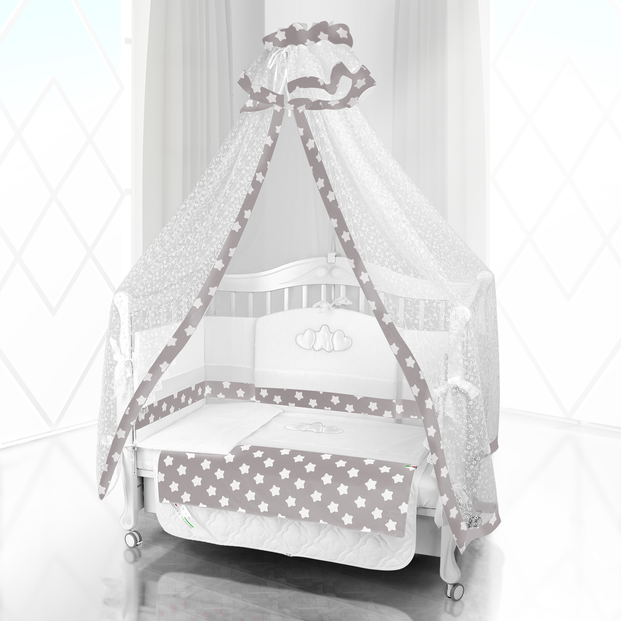 Комплект постельного белья Beatrice Bambini Unico Grande Stella (120х60) bianco grigio