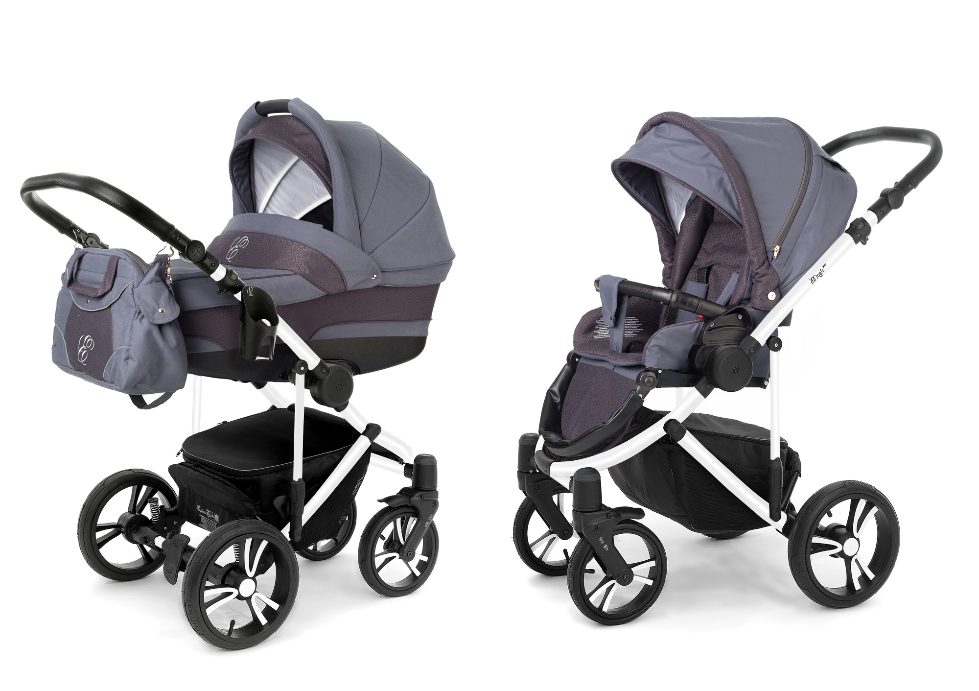Коляска 2 в 1 Esspero Magic Pro (шасси White) Dark Grey