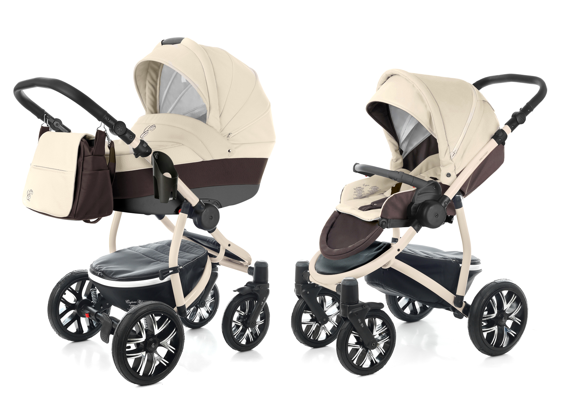 Коляска 2 в 1 Esspero Grand Discovery (шасси Beige) Cream leatherette