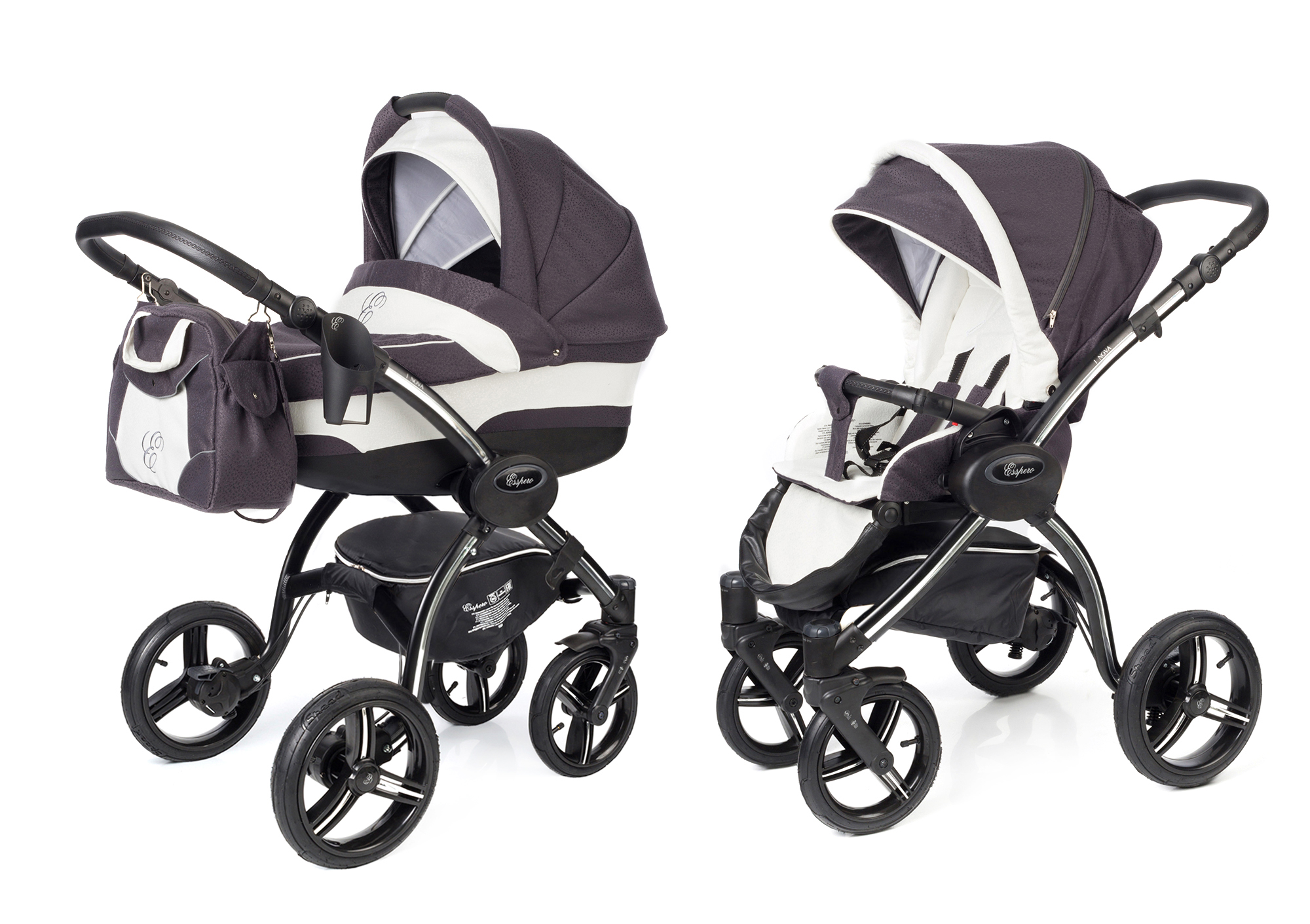 Коляска 2 в 1 Esspero I-Nova (шасси Graphite) Grey Leves