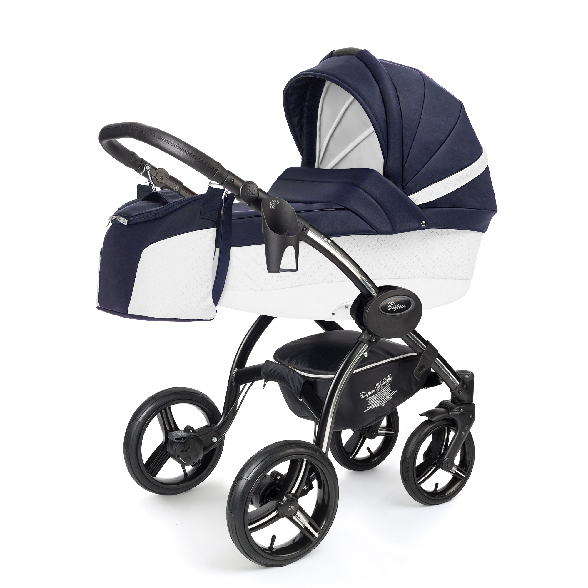 Коляска для новорожденных Esspero Grand I-Nova (шасси Black) Nappa Navy