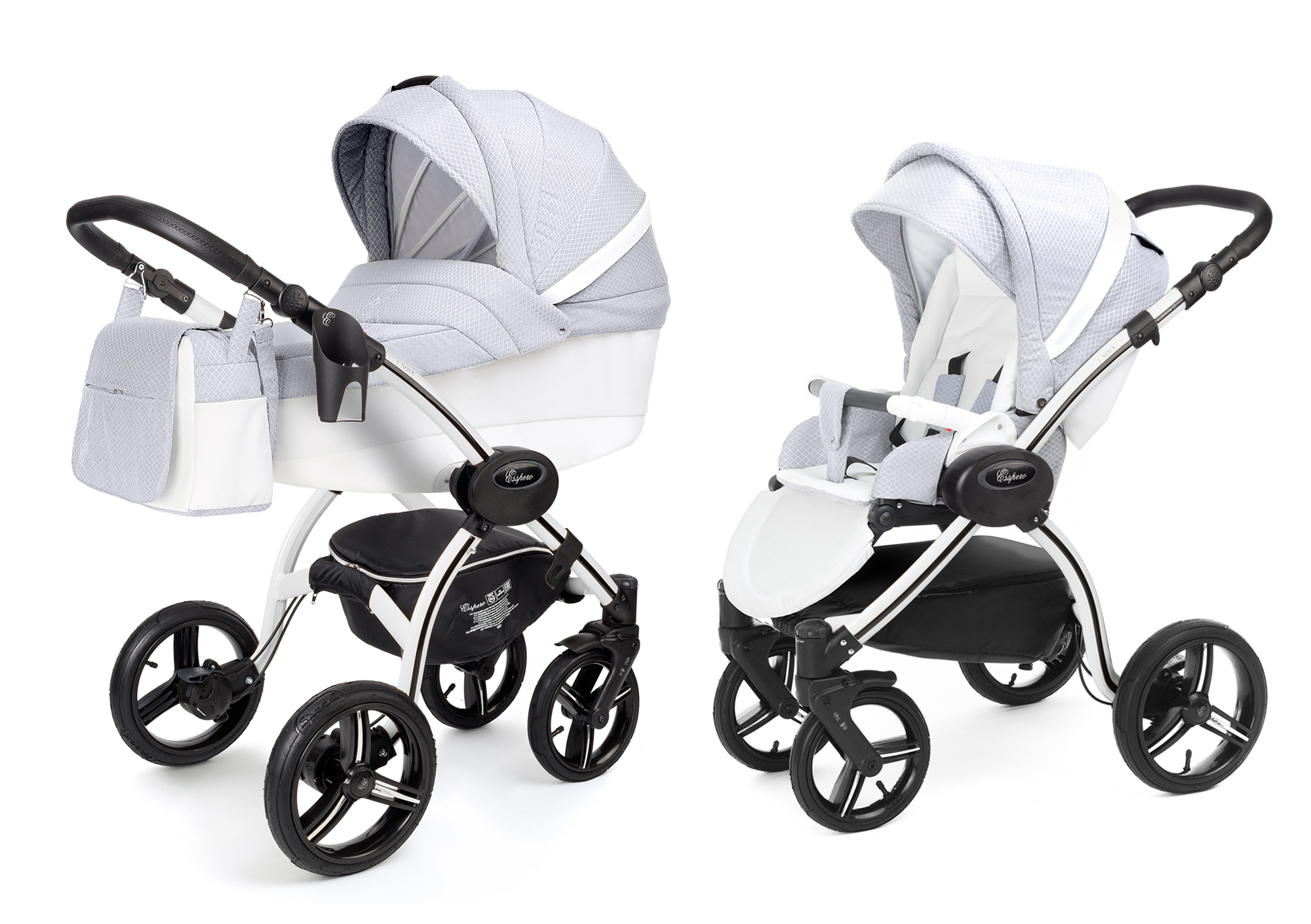 Коляска 2 в 1 Esspero Grand I-Nova (шасси White) Grey Diamond