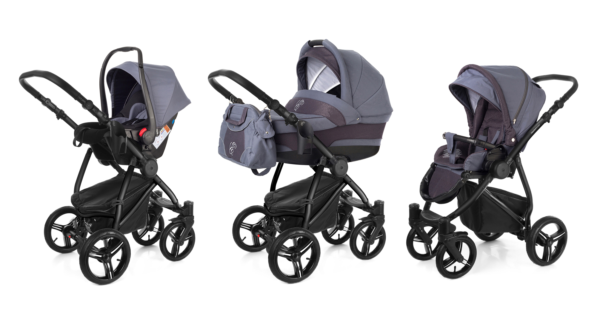 Коляска 3 в 1 Esspero Newborn Lux (шасси Black) Dark Grey