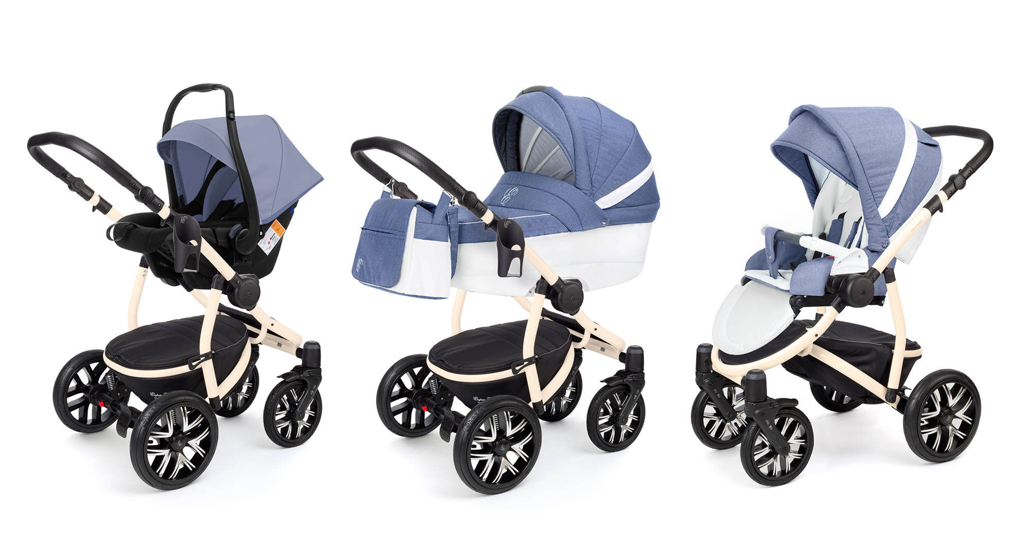 Коляска 3 в 1 Esspero Grand Discovery (шасси Beige) Jeans Blue