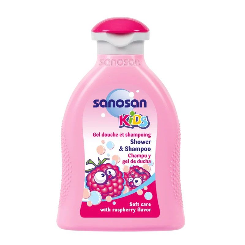 Гель для душа и шампунь Sanosan, 200 мл Малина