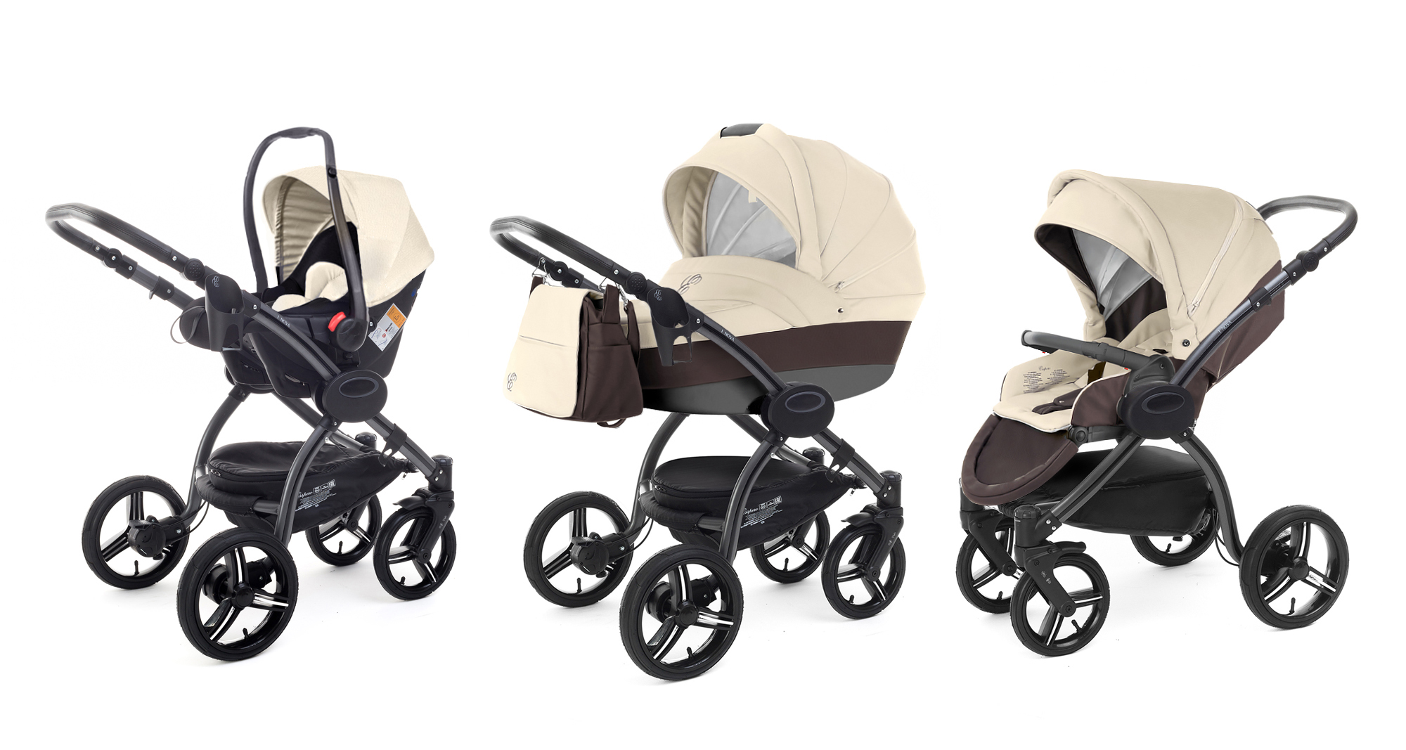 Коляска 3 в 1 Esspero Grand I-Nova (шасси Graphite) Cream leatherette