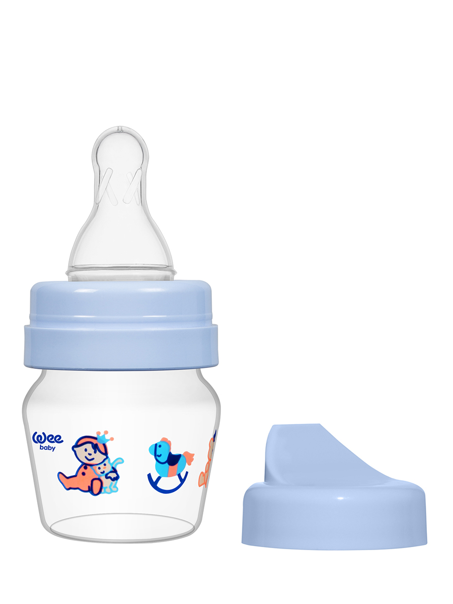 Мини-Набор Бутылочка + Поильник WeeBaby с рождения, 30 мл Синий