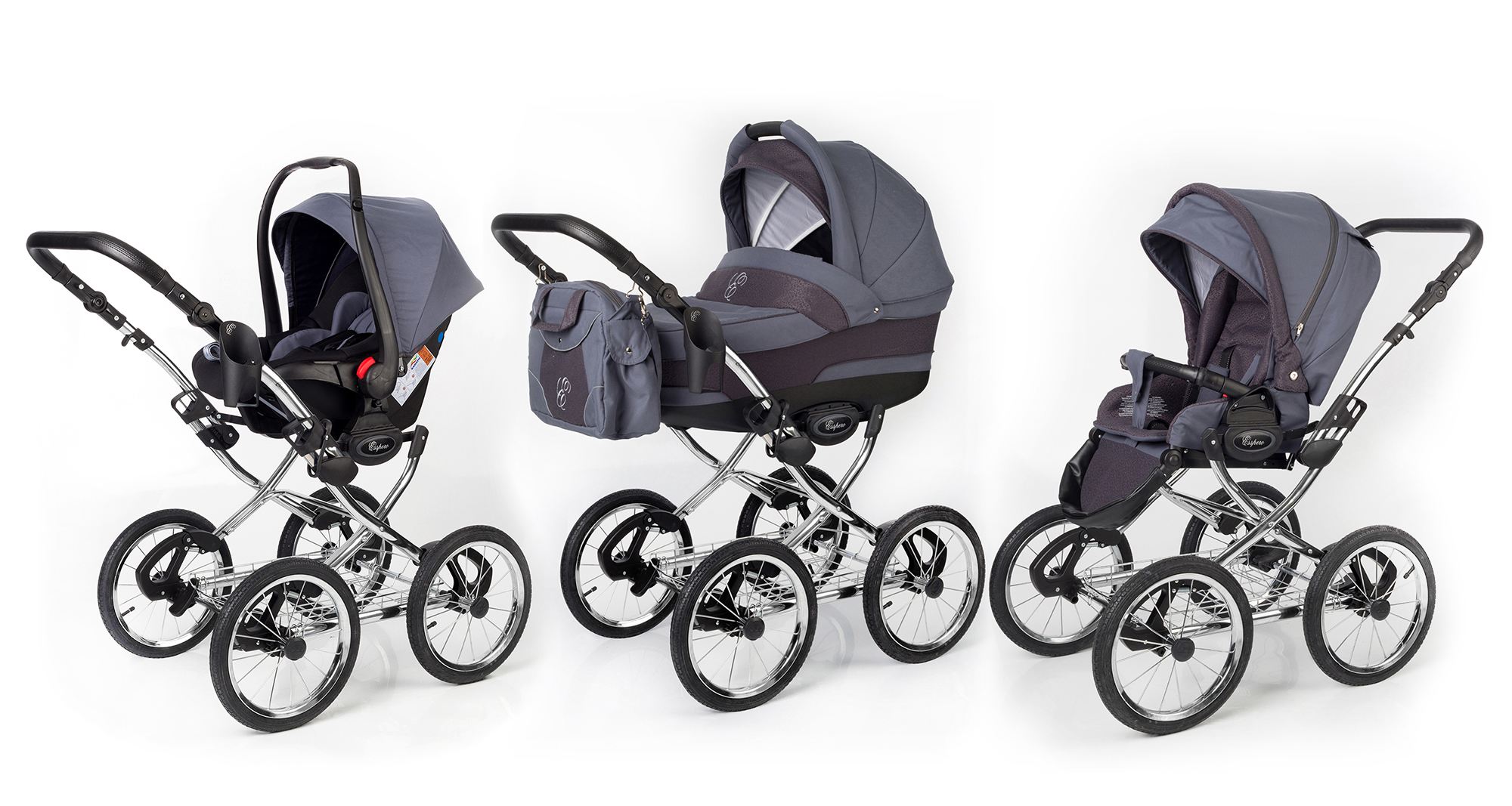 Коляска 3 в 1 Esspero Classic (шасси Chrome) Dark Grey