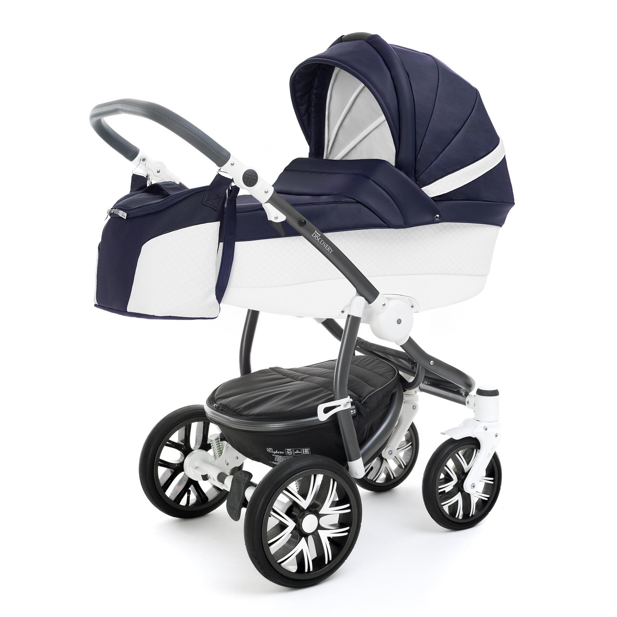 Коляска для новорожденных Esspero Grand Discovery (шасси Graphite White) Nappa Navy