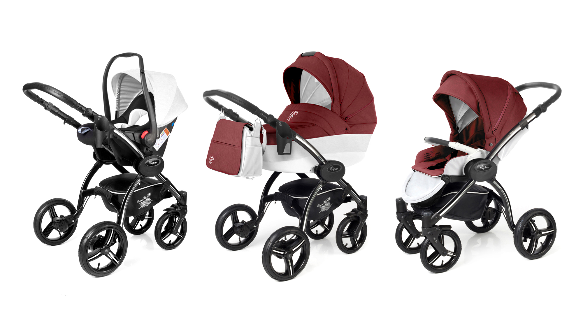 Коляска 3 в 1 Esspero Grand I-Nova (шасси Black) Cherry leatherette