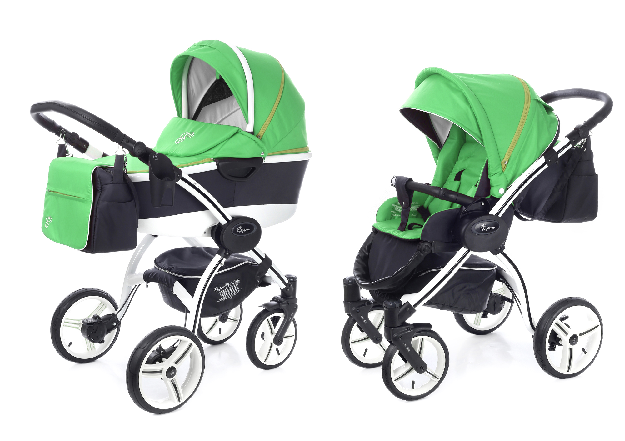 Коляска 2 в 1 Esspero I-Nova Alu (шасси White) Green