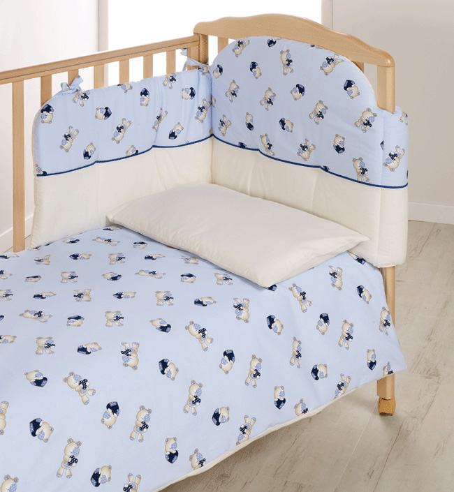 Постельный комплект Italbaby Teddy 5 предметов голубой