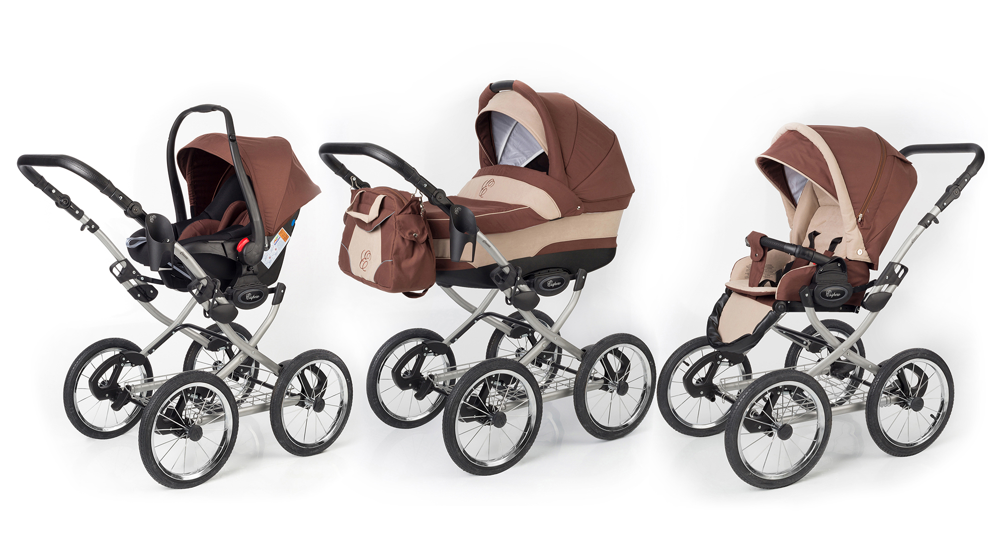 Коляска 3 в 1 Esspero Classic (шасси Grey) Brown Beige