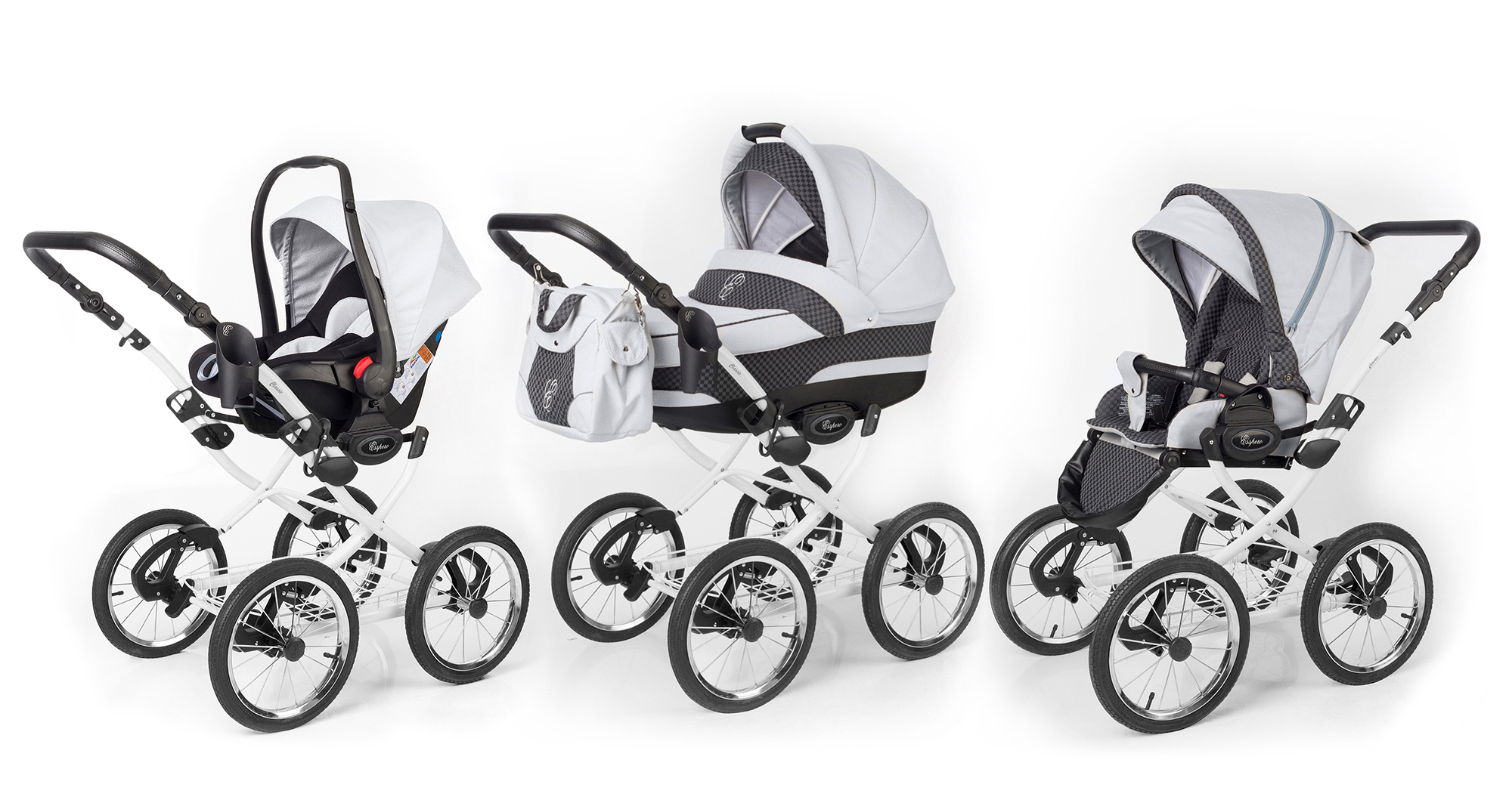 Коляска 3 в 1 Esspero Classic (шасси White) Grey Carbon