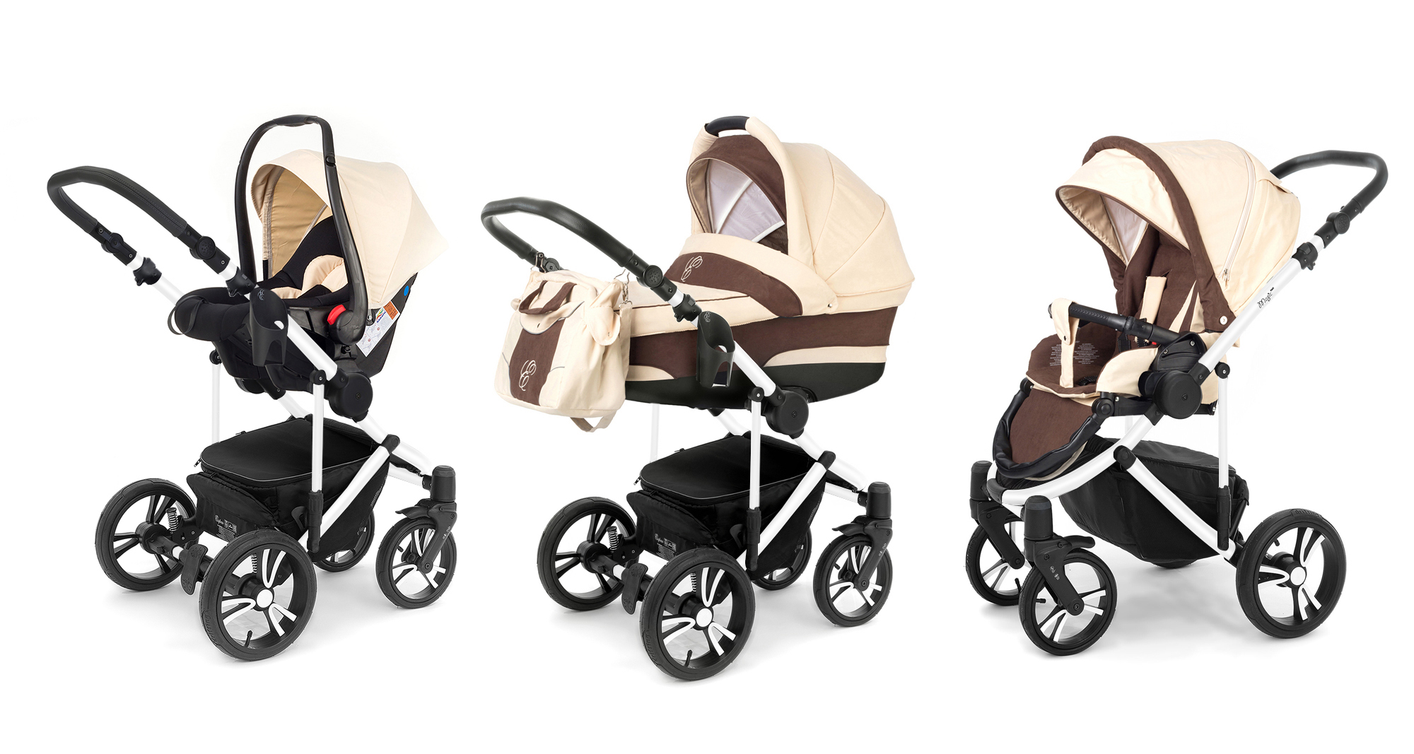 Коляска 3 в 1 Esspero Magic Pro (шасси White) Beige Brown