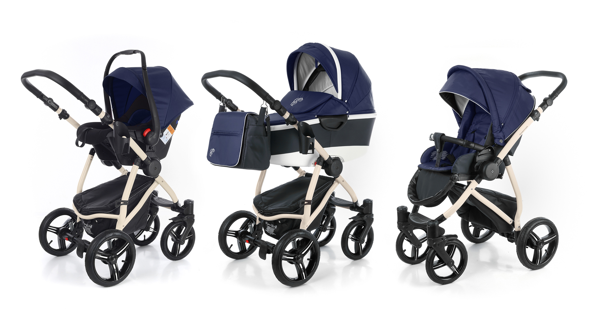 Коляска 3 в 1 Esspero Newborn Lux Alu (шасси Beige) Navy