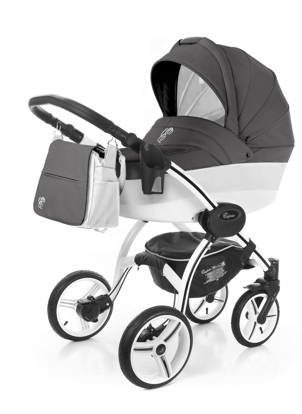 Коляска для новорожденных Esspero Grand I-Nova (шасси White) Grafite leatherette