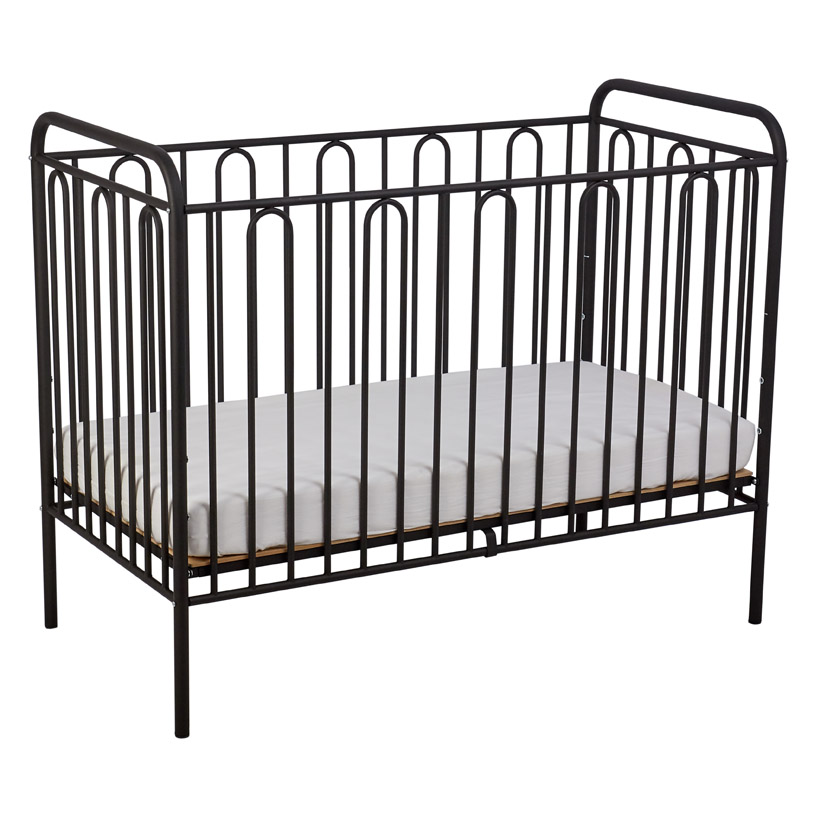 Детская кроватка Polini Vintage 110, металлическая Черный матовый