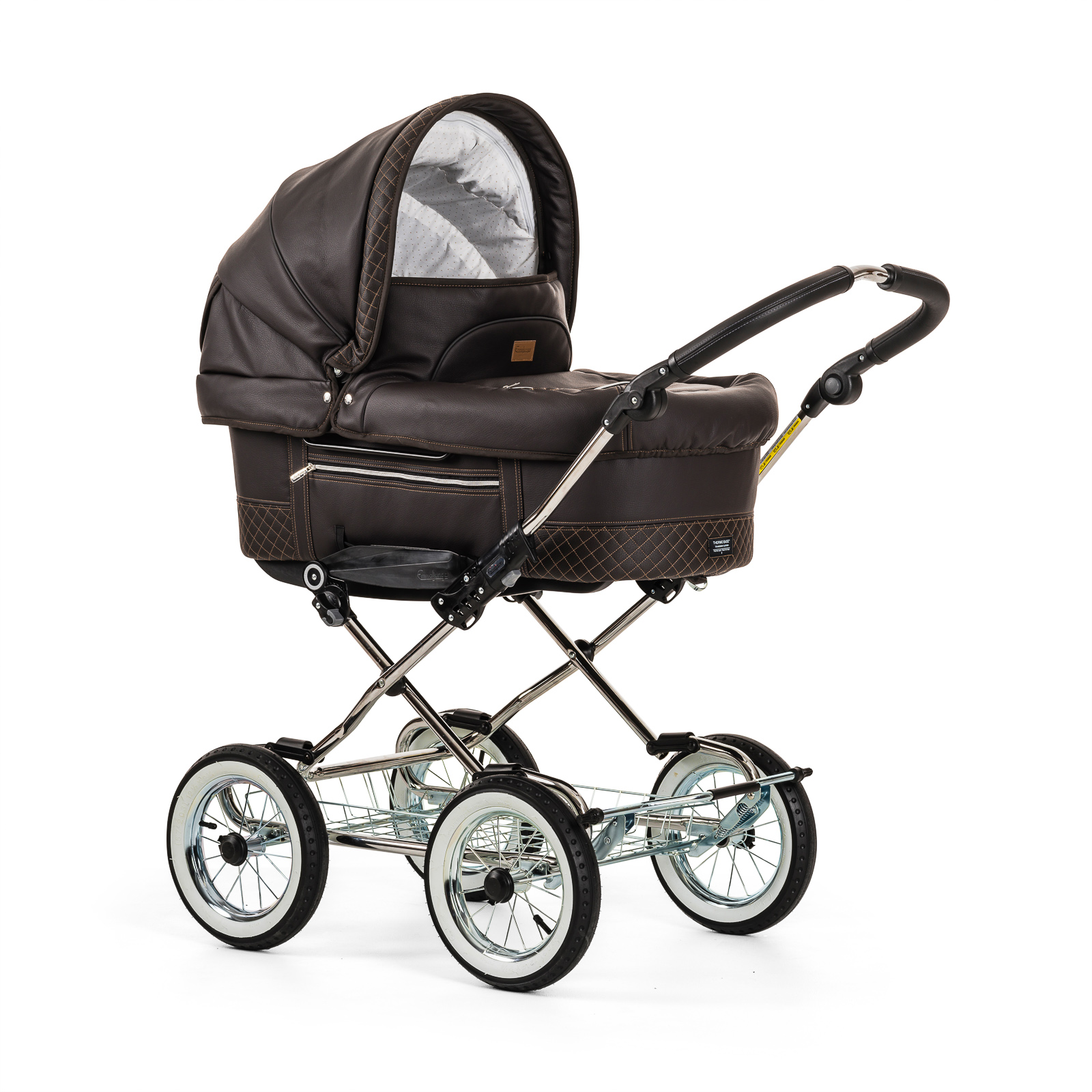 Коляска 2 в 1 Emmaljunga Mondial Leatherette (Шасси Classic Chrome) Esspreso Leatherette