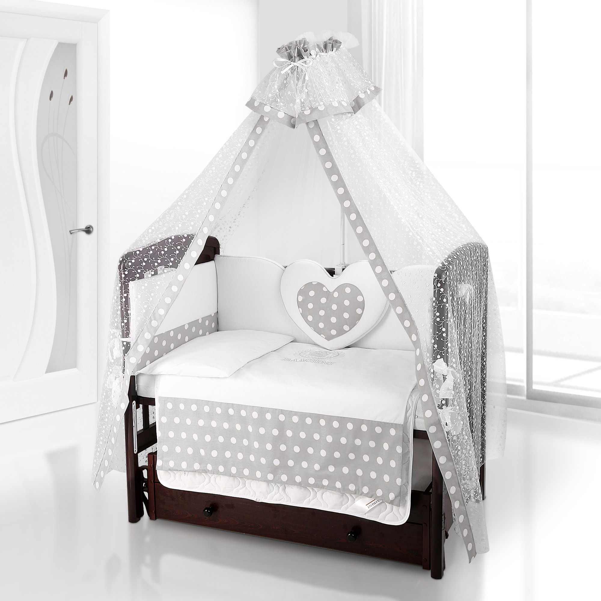 Комплект постельного белья Beatrice Bambini Cuore Grande Anello BIANCO GRIGIO