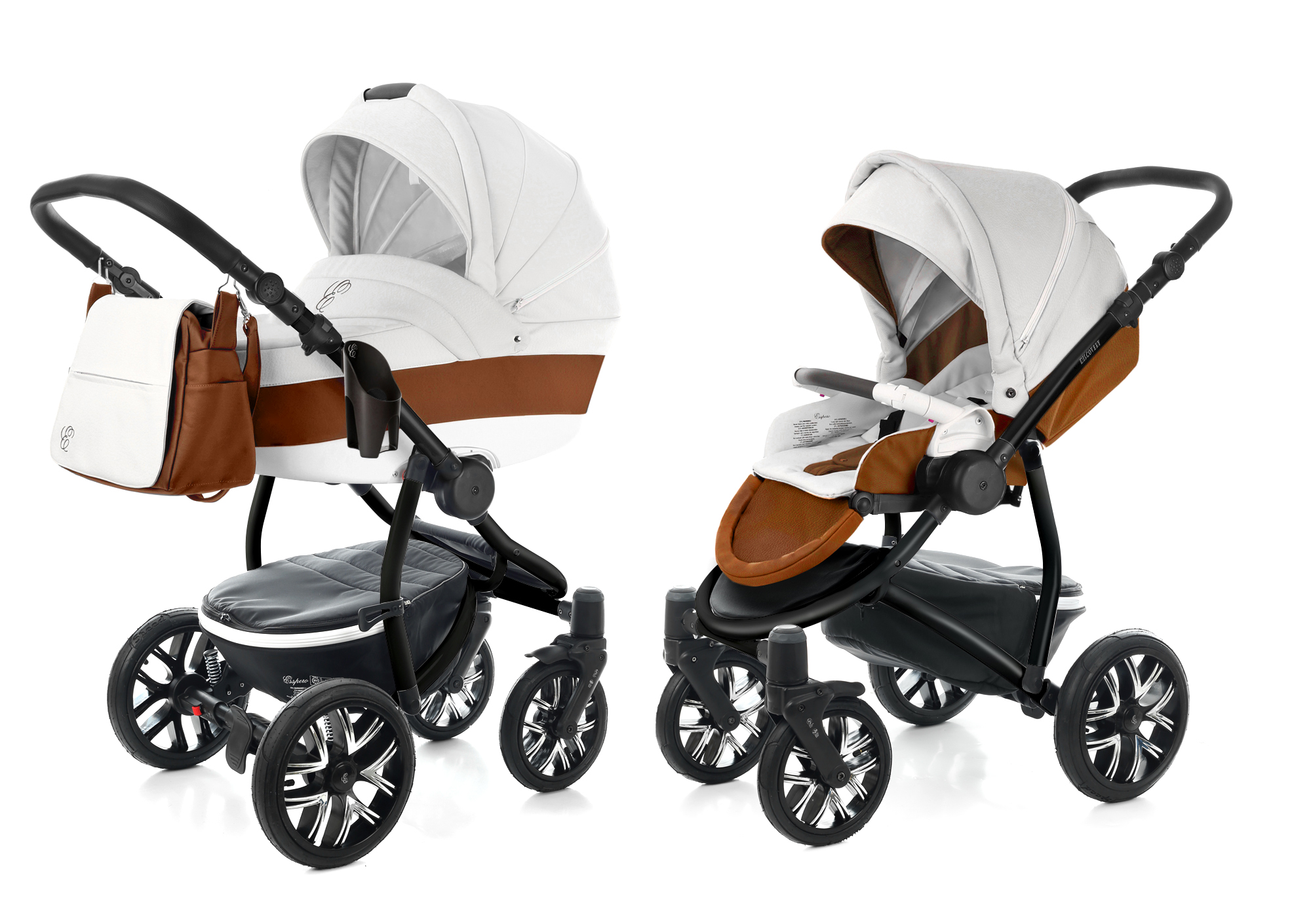 Коляска 2 в 1 Esspero Grand Discovery (шасси Black) Orange leatherette
