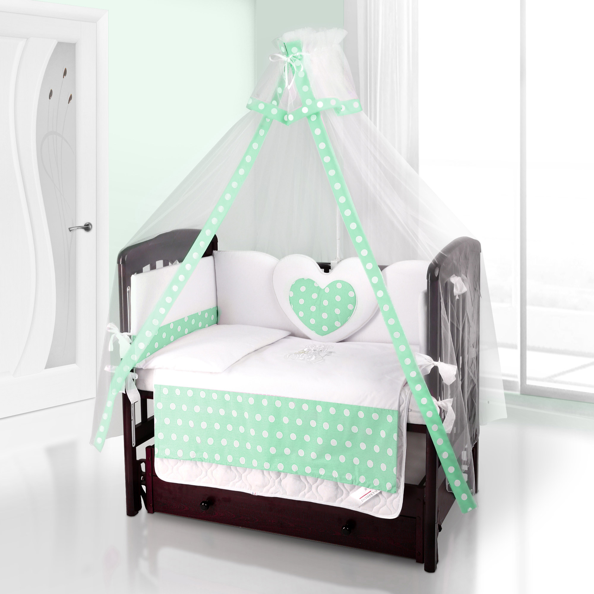 Балдахин на детскую кроватку Beatrice Bambini Bianco Neve Anello Verde