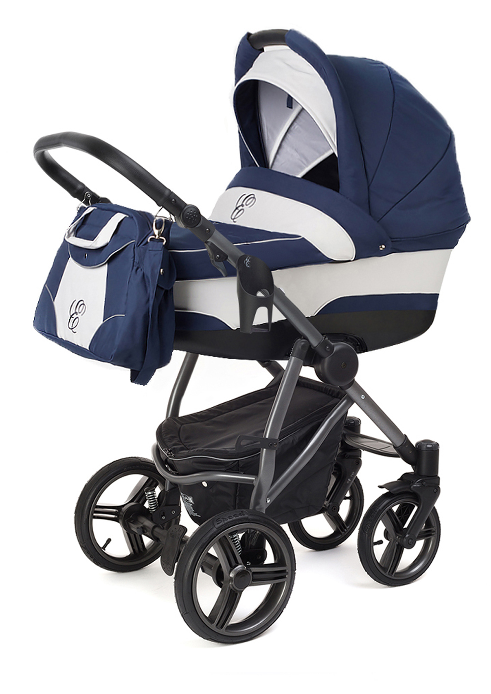 Коляска для новорожденных Esspero Newborn Lux (шасси Graphite) Navy Lux