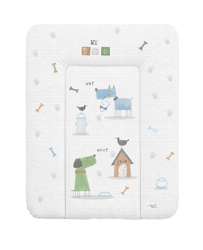 Пеленальный матрац Ceba Baby мягкий на комод 70x50 см My Dog Blue Green
